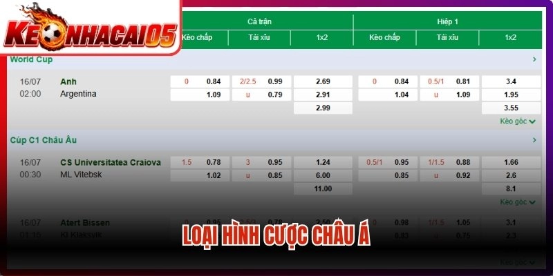 Loại hình cược châu á